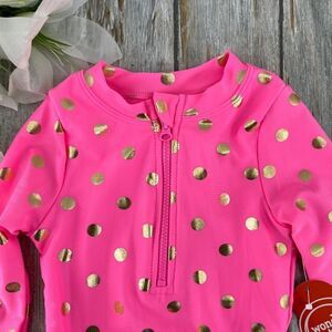 Baby Toddler Girl Zip Rash Guard One-Piece Swimsuit, Size 18M